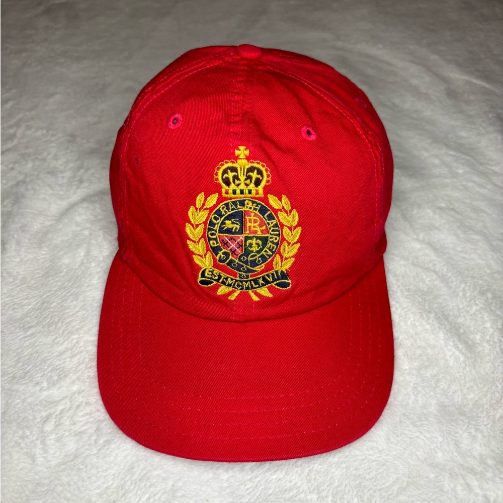 OG VTG Polo Ralph Lauren Big Crest Red Hat Adjustable strap Stadium Pwing 92 93